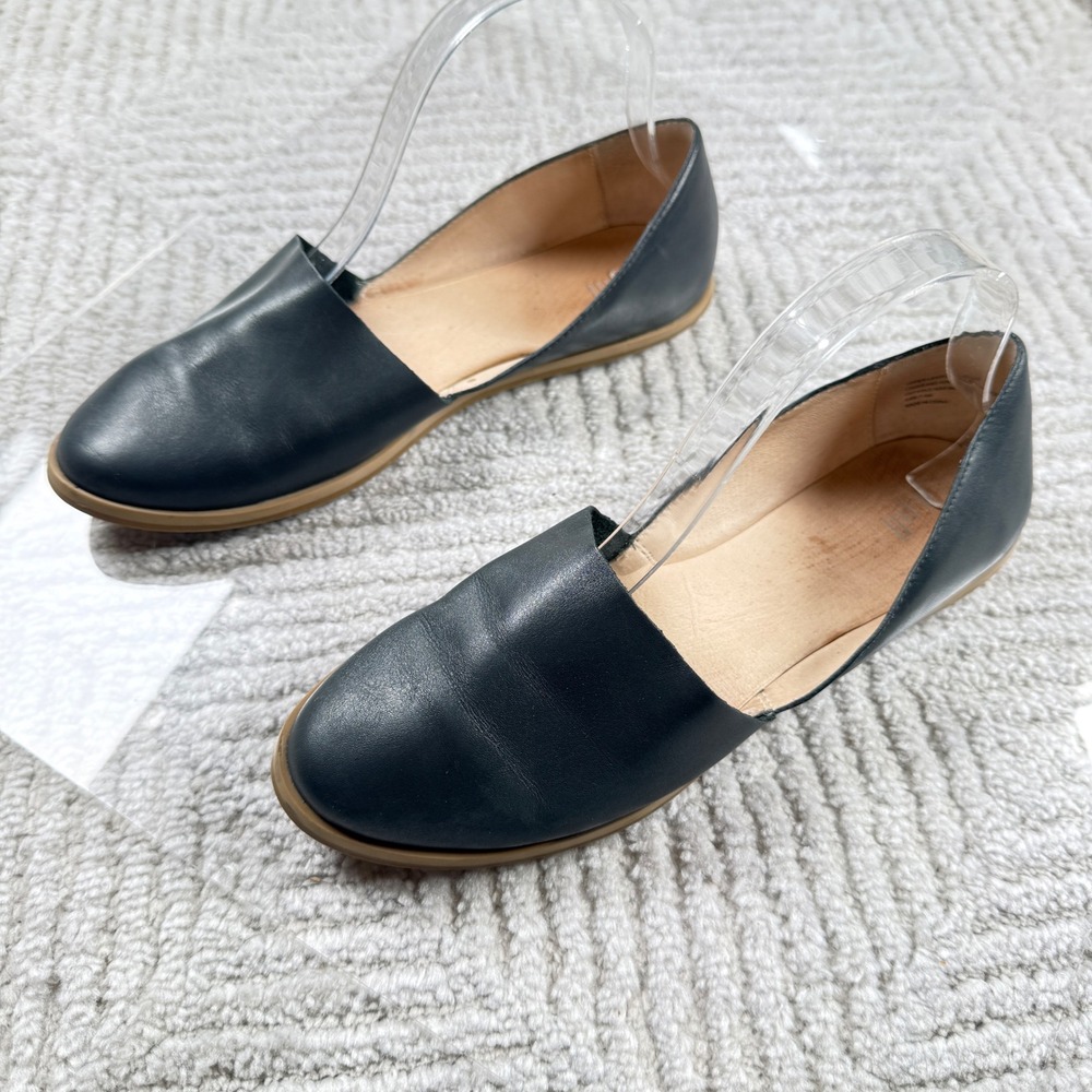 J Jill d'Orsay Flats Womens 7.5M Navy  Leather Slip On Minimalist Professional
